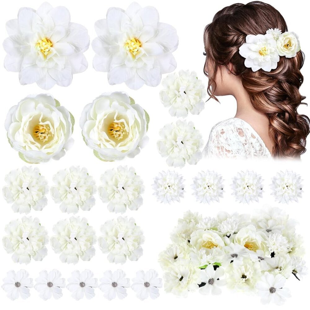 Elegant 21-Pack Rose Hair Clips – Perfect Floral Accessories for Any Occasion